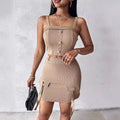 button-down square neck cami top and flap detail midi skirt two-piece set - this year's must-have
