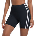 new striped high-waisted peach lift 3/4 leggings - color block breathable sports running yoga shorts for women