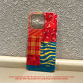 apple 17 pro phone case - gradient color tin foil shell with multi-element patchwork iphone 16 protective cover