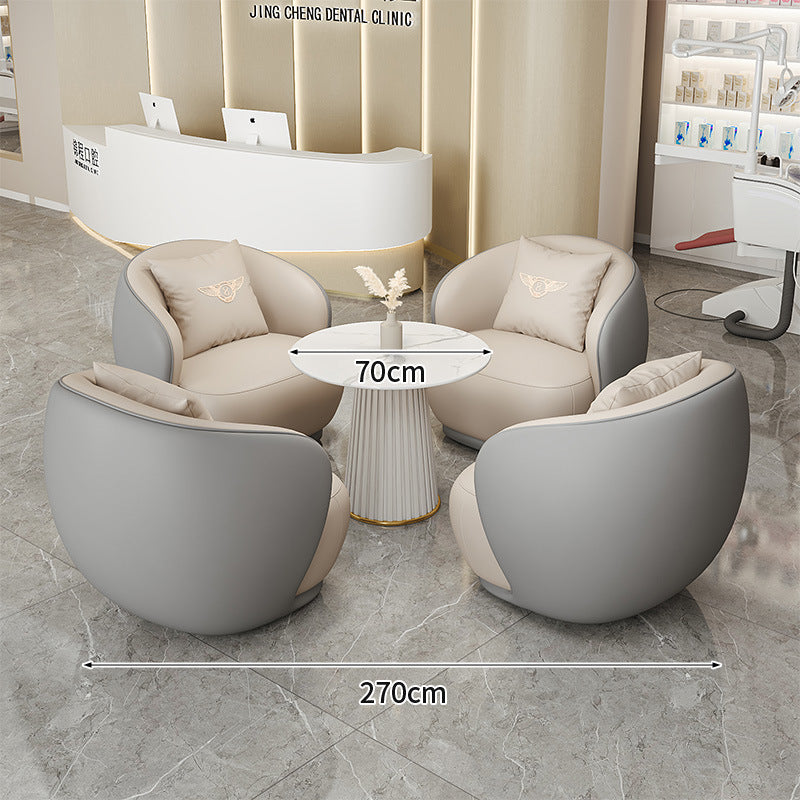 Cream style normcore slate leather corner table modern living room round small apartment size round coffee table sofa combination