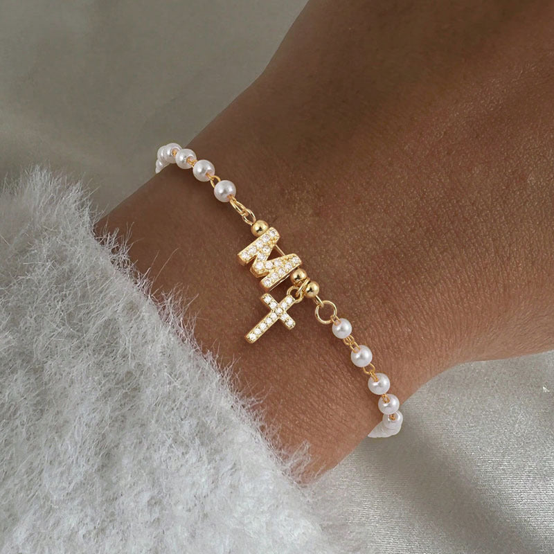 Amazon cross-border new arrival: letter beaded bow bracelet - elegant, versatile, fresh, sweet, and cute jewelry for women