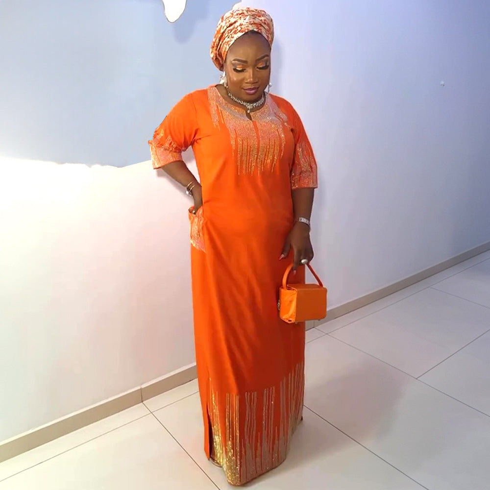 Aliexpress  cross-border sourcing: african fashion women's mid-sleeve everyday commute dress