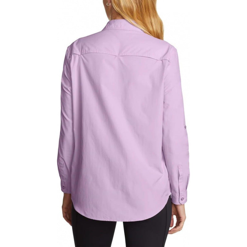 Amazon fashion lightweight polo neck long sleeves shirt  spring new arrivalfashionelegantloosetops