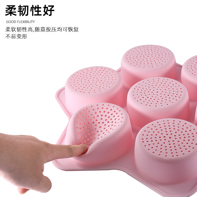 in stock new silicone hamburger baking pan breathable cut out hamburger mold 7-hole silicone bread mold