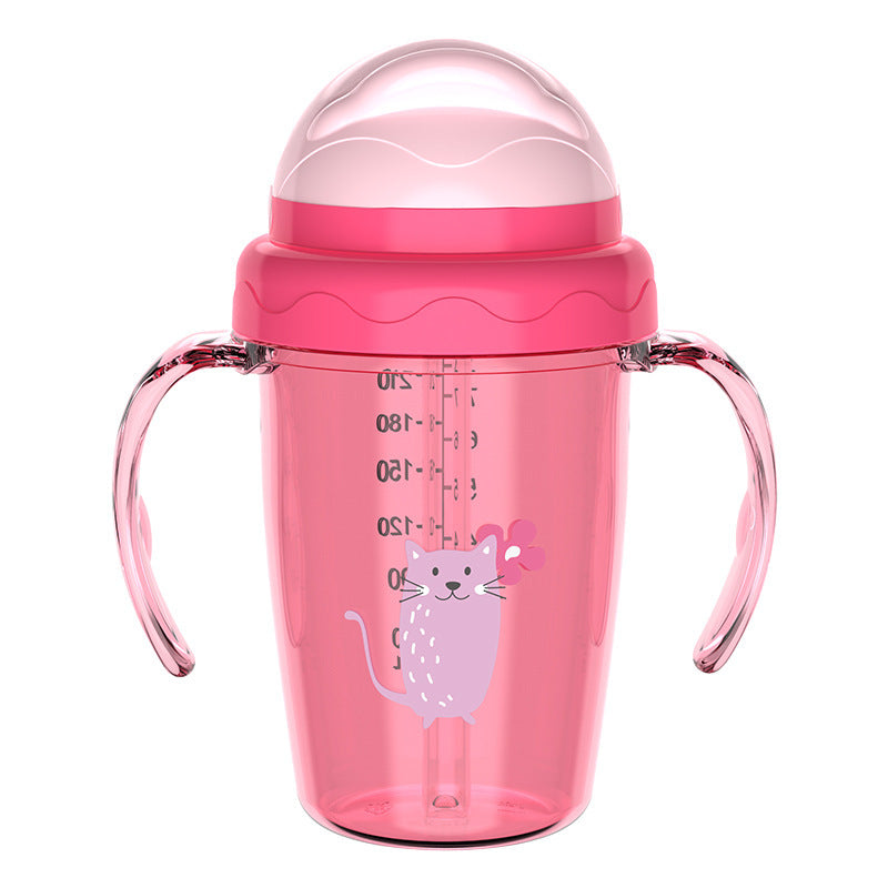 English boxed children's water cup Baby learning drinking cup Anti-drop and leak-proof straw cup with handle Direct drinking cup Baby water cup