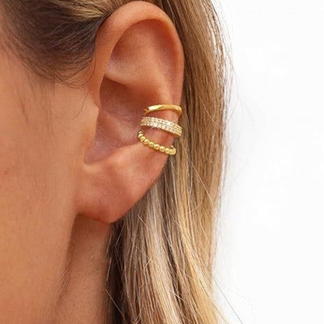 fashionclassyfashion women's earrings, ring-shaped single ear set earrings, copper-plated 14k real gold ear clips