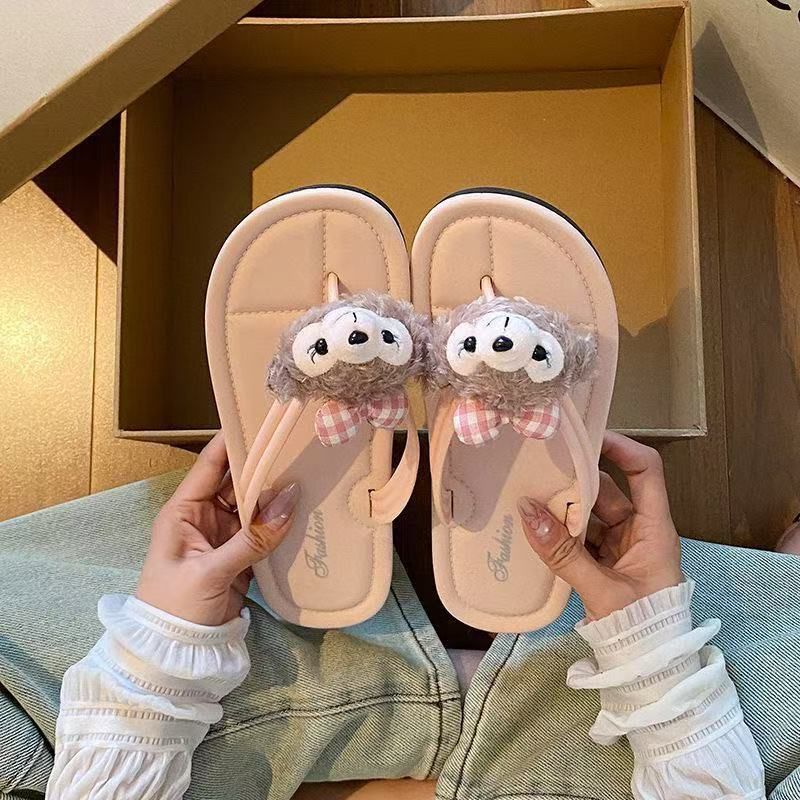 Cute cartoon flip-flops women's outerwear summer 2025 new flip-flops non-slip popular beach sandals women