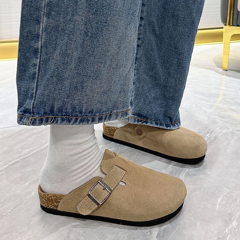 2026 new women's fall/winter fashion platform birkenstock-style casual half-slippers, stylish, versatile, durable, closed-toe slippers - wholesale