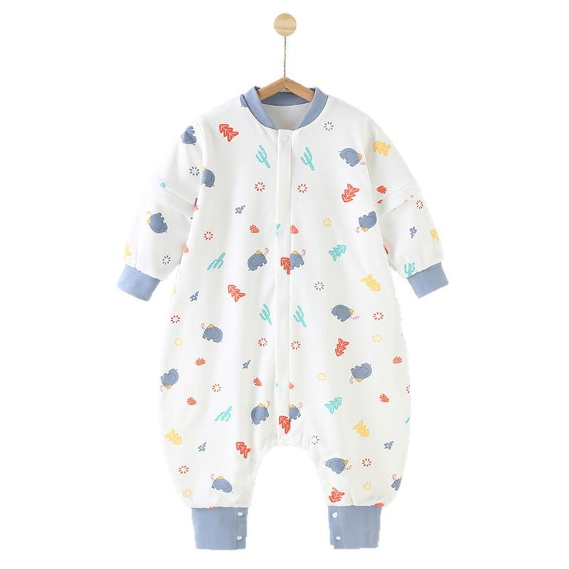 Baby pure cotton sleeping bag with split legs and anti-kicking quilt kids constant temperature baby one-piece pajamas all year round style small and medium-sized children sleeping bag