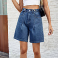 European and american cross-border e-commerce  spring/summer new arrivals:  independent store washed denim cropped shorts with adjustable waistband