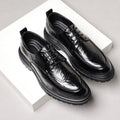 Genuine leather men's dress shoes - new business formal brogue style, british casual, black, for weddings and grooming