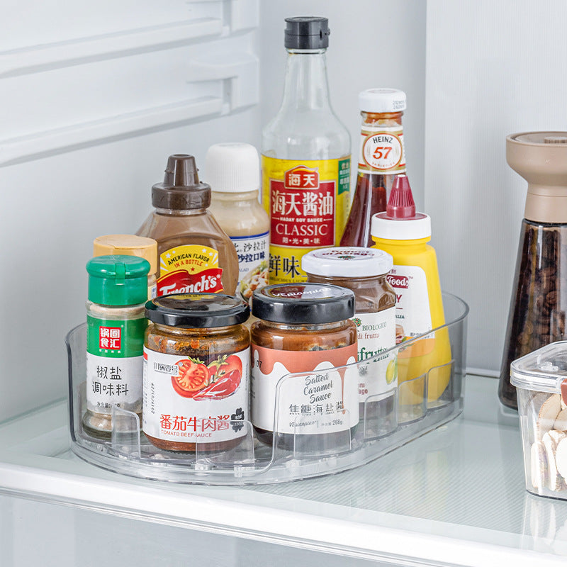 Refrigerator Beverage Storage Rotary Shelf Seasoning Organizing Box Seasoning Tray Wine Turntable Seasoning Tray