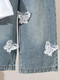 High-quality sleeveless, cinched-waist designer children's clothing set for cross-border e-commerce: includes a denim elastic-waist pants set