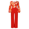 D386  plus size women's new fashion printed tie-up top and wide-leg pants two-piece set - european and american style