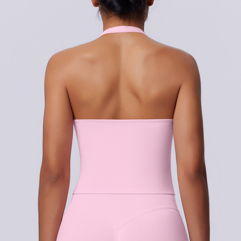 New arrival cross-border seamless pure colorhalter beautiful back tight sports vest sports running fitness yoga wear tops women