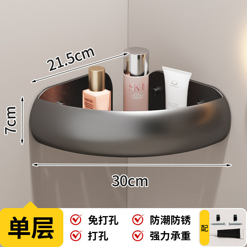 High-style bathroom storage rack, no-drill installation, bathroom triangle basket, toilet vanity wall-mounted organizer, corner shelf