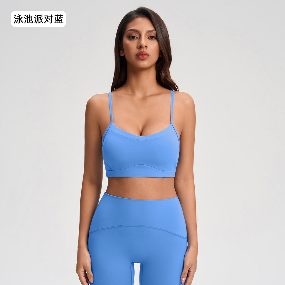 Women's fleece-lined sports bra with cutout back design - running, fitness, push-up, shockproof yoga bra yg-1003