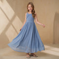 Girls' summer chiffon halter sleeveless dress - perfect for piano recitals, fashionable vacation style, simple and ready to ship