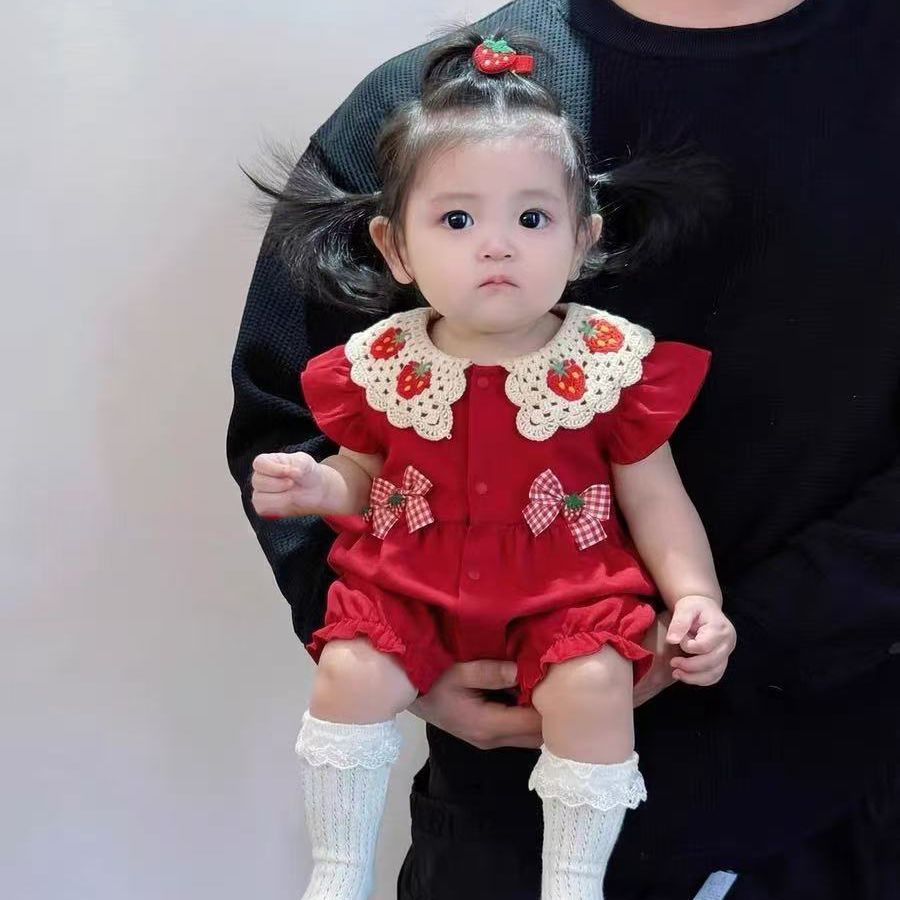 Summer clothes thin flying sleeves summer clothes newborn onesie baby girl outwear romper romper little princess style