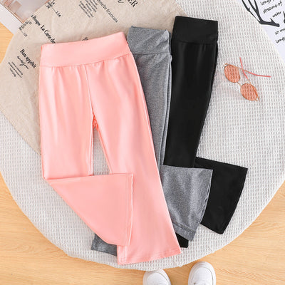 cross-border hot seller: girls' high-waisted, slightly flared leggings - high-stretch, skin-friendly wide-leg pants for everyday wear/active leisure