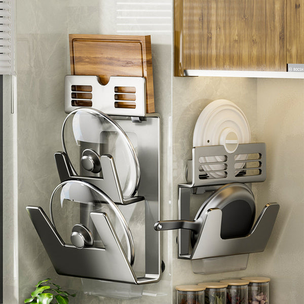 Suction cup, lid rack, wall hanging, no punching, multi-functional kitchen shelf, cutting board, cutting board rack, storage artifact