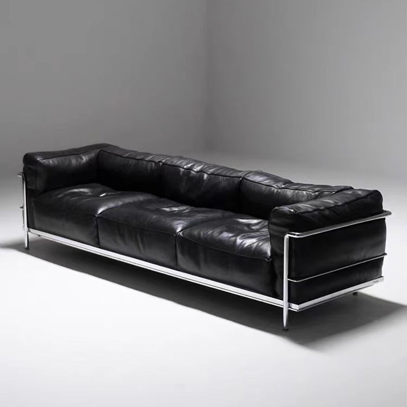 Le corbusier italian lc3 genuine leather sofa casual medieval straight row sofa black oil wax leather sofa