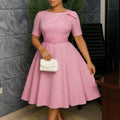 D3361  cross-border e-commerce new fashion elegant and chic evening dress - round neck, short sleeve, african style dress