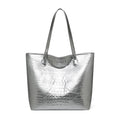 Trendy fashion tote bag 2026 new spring solid color crocodile pattern large capacity shoulder bag handbag women's bag