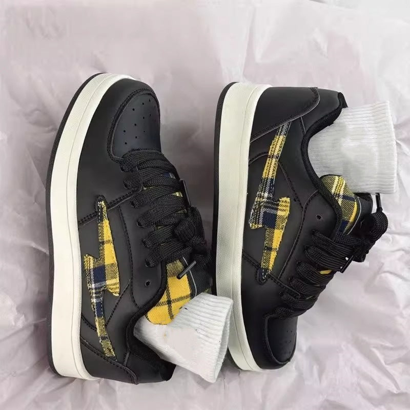 2026 scottish plaid black and red bread shoes, retro casual sneakers, trendy chinese style couple's versatile skate shoes, unisex athletic shoes