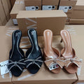 Za2024 summer new rhinestone bowknot embellished european and american style high heel women's sandals for everyday wear