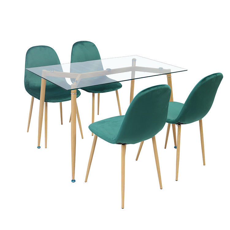 Modern minimalist clear glass dining table and chair set for home - compact, cross-border furniture set for small spaces