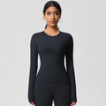 nude feel brushed yoga top - quick-dry, compression fit, long sleeve activewear for running and fitness