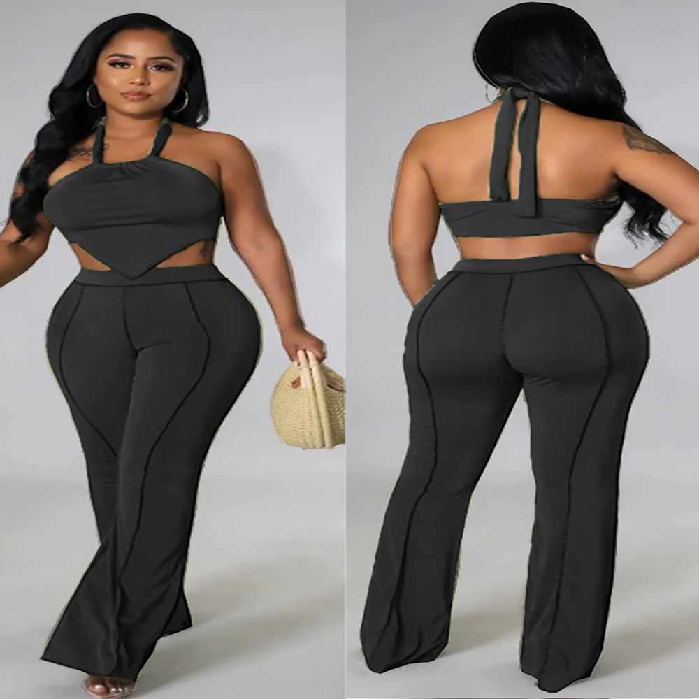 new european and american style women's foreign trade  nightclub sexy irregular strappy off-shoulder top and skirt set