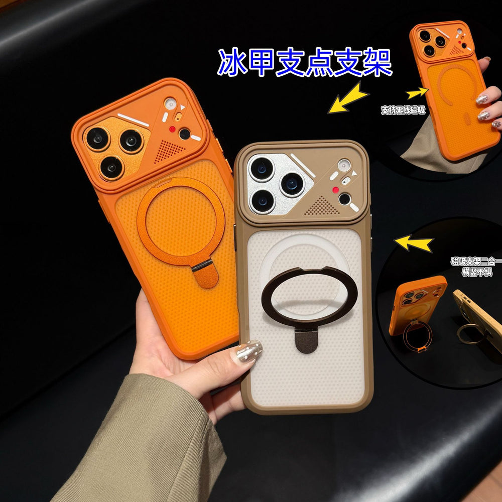 Creative lens ice armor cooling magnetic stand compatible iphone 17 pro phone case apple 16 matte anti-drop