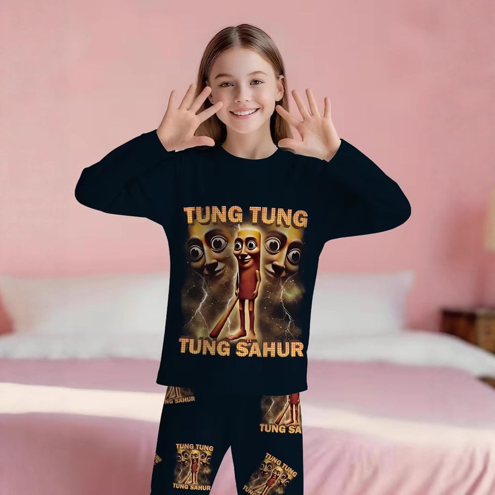 wholesale: girls' long-sleeved pajamas (set) - lightweight spring/autumn styles for toddlers and big kids