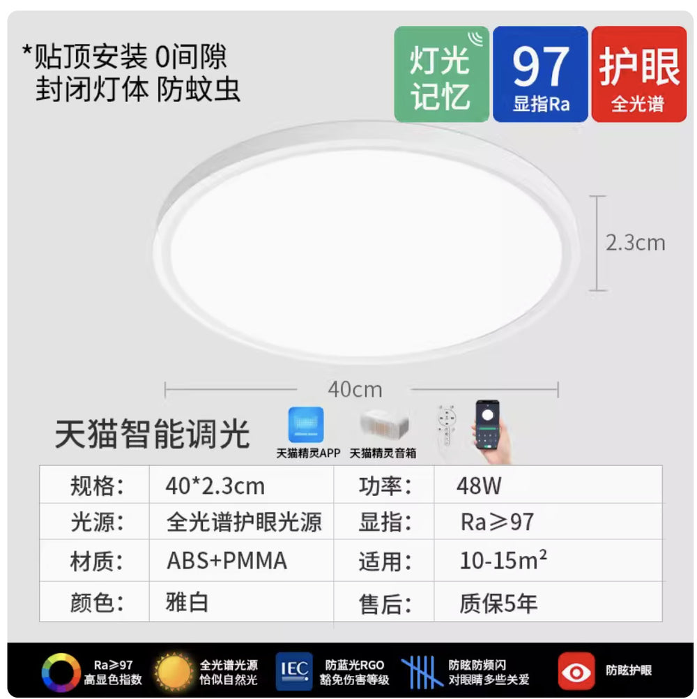 Full spectrum led ceiling light - ultra-thin, eye protection, smart dimming - ideal for kitchen, balcony, bedroom, entryway, hallway, and corridor lighting