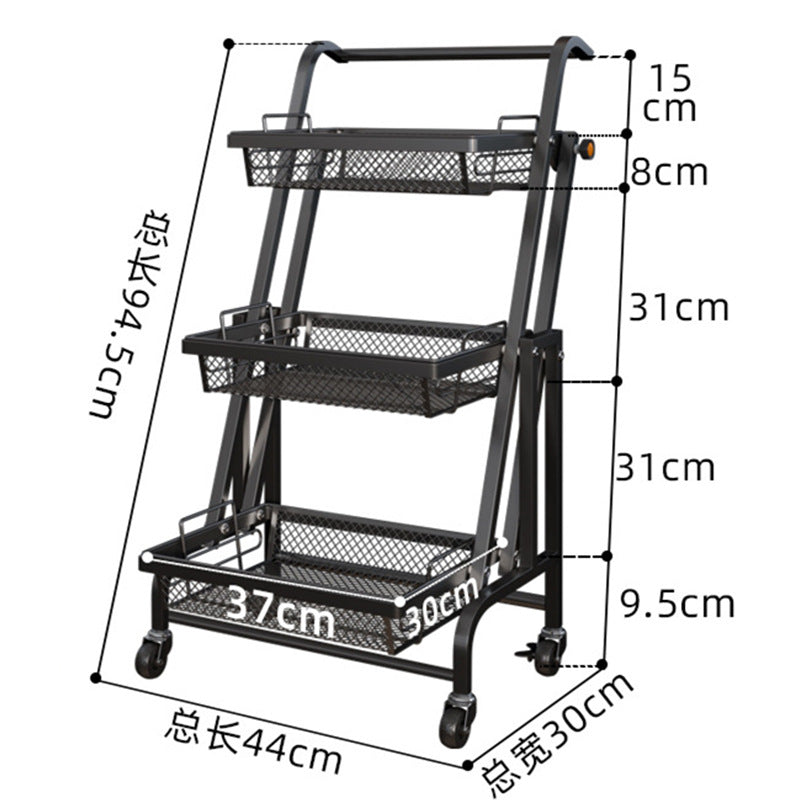 Parallel storage rack balcony movable trolley foldable floor-standing multi-layer snack succulent flower rack living room storage rack