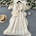 French chic beaded round neck short sleeve dress - premium embroidery, slim fit, figure-flattering, elegant women's dress