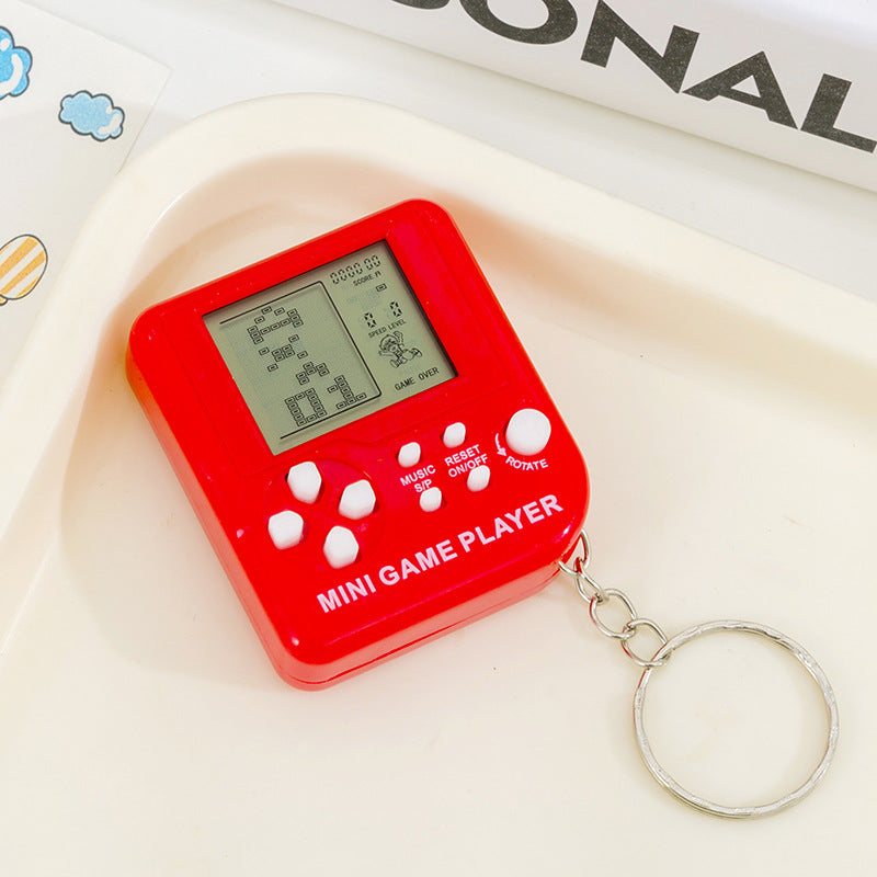 Pocket tetris game console - creative mini electronic game console keychain - nostalgic stress relief toy
