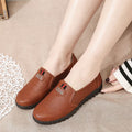 Spring & fall flats ladieswear shoes soft bottom middle-aged and elderly women's flats leather shoes non-slipeasiest for match work shoes slip-on grandma shoes