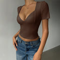 new european and american cross-border y2k hot girl style v-neck solid color tank top t-shirt women's autumn/winter  exclusive