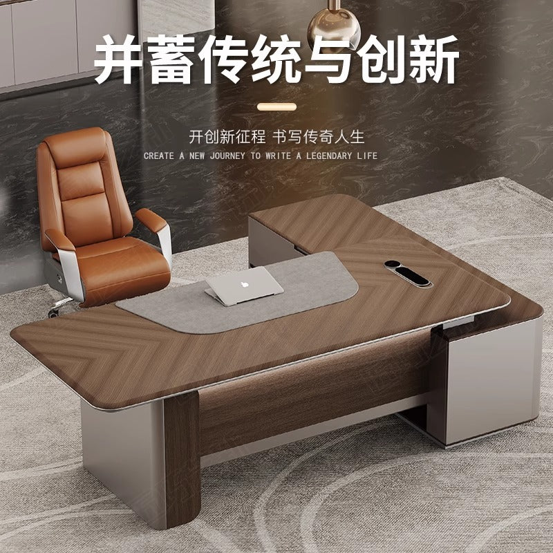 2025 new high-end boss desk, chairperson's office light luxury senior feeling, president's desk, large class desk