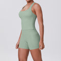 New arrival: seamless, body-hugging yoga set - sexy open-back, high-waisted, butt-lifting workout shorts - quick-dry running & fitness apparel