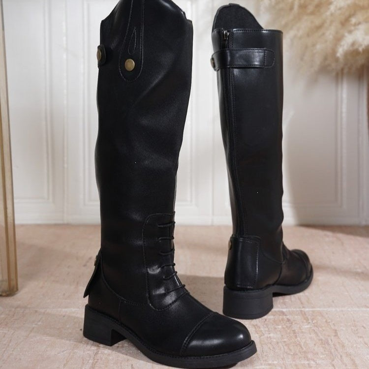 Amazon high-top riding boots:  autumn new collection, retro british style, plus size slimming over-the-knee boots for women - wholesale