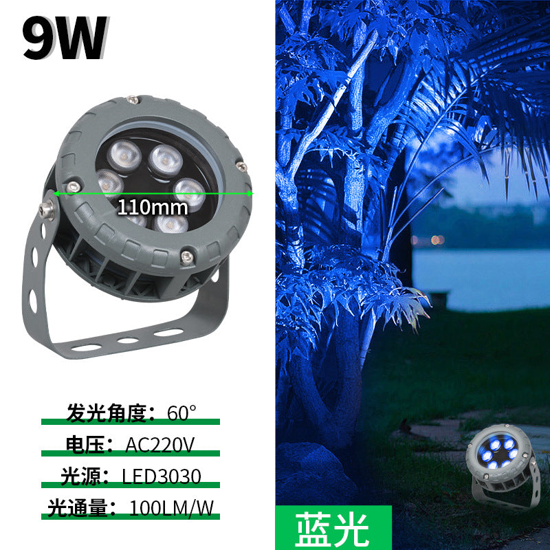 LED wheel shooting tree light colorful outdoor waterproof flood light garden lawn landscape plug-in light round tree light