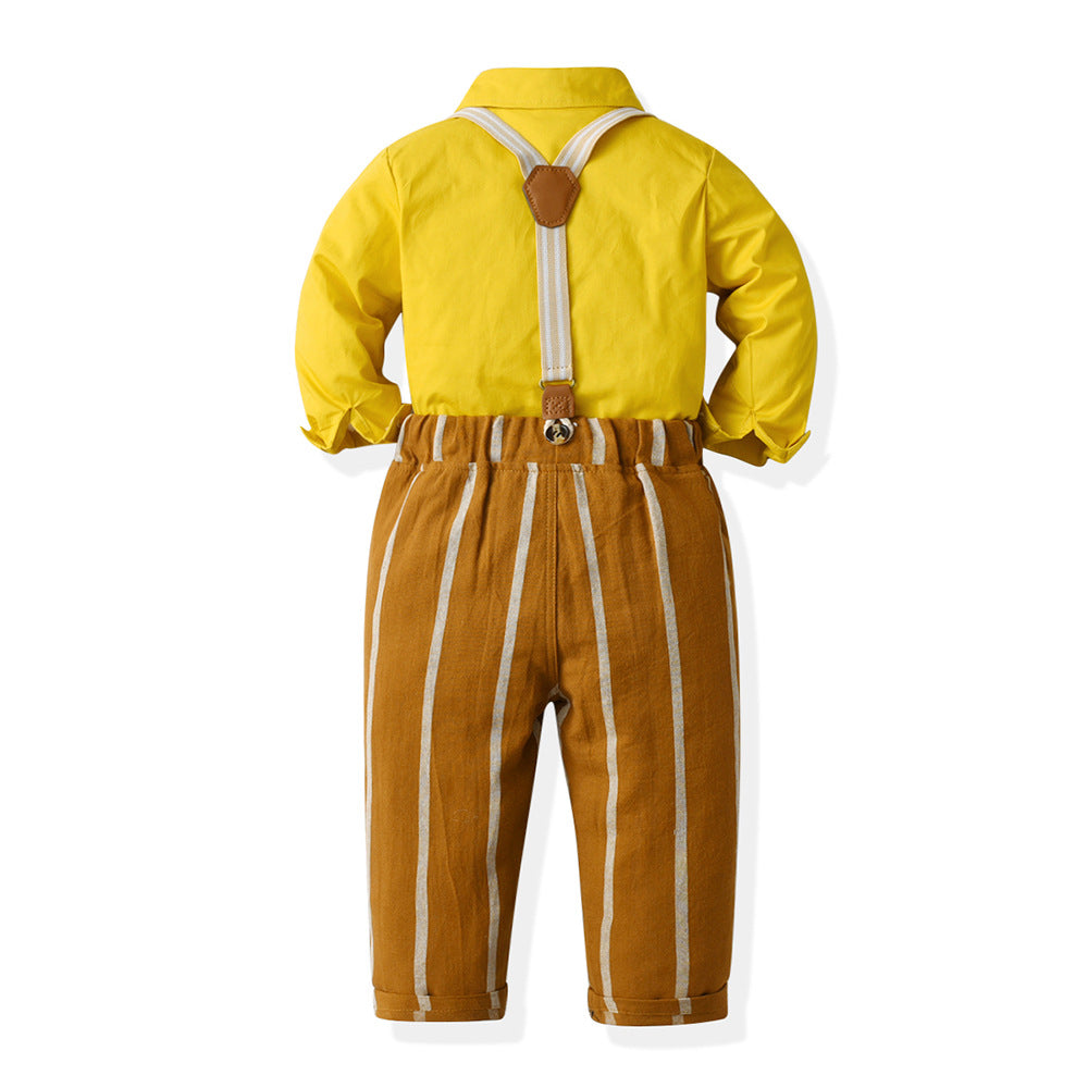 Boys' spring/autumn outfit set - new cross-border style: stylish and trendy two-piece striped set for mid-to-large children, korean style, popular and fashionable