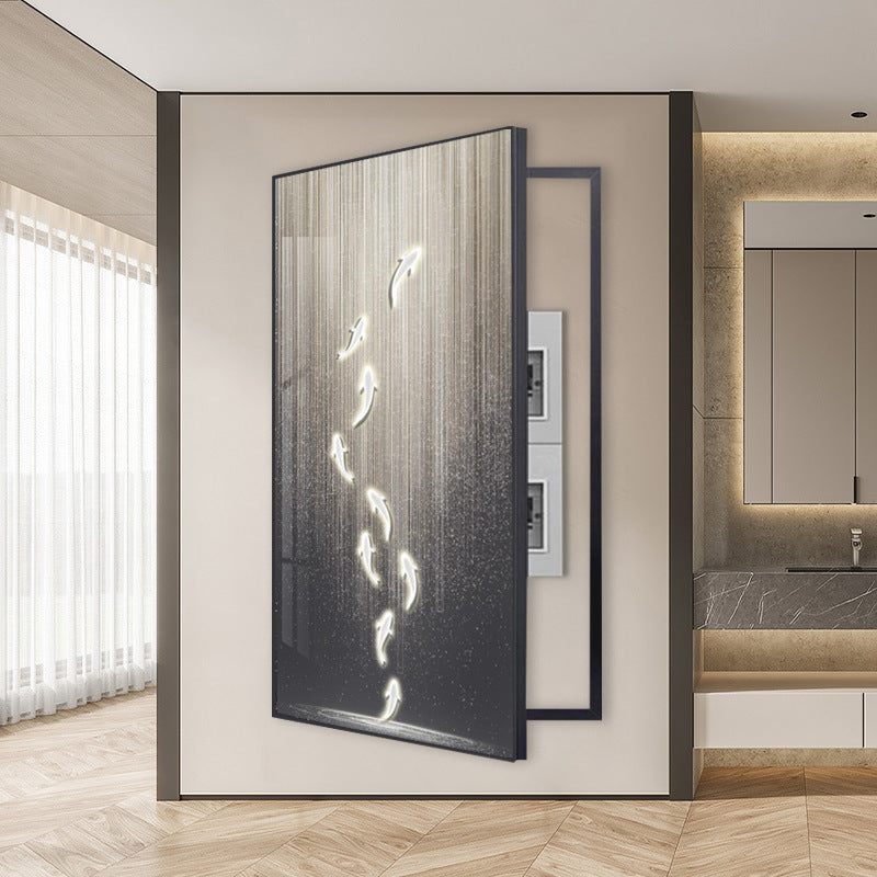 Large size can be flipped meter box decorative painting into the door, the entrance comes and goes, modern simple vertical wall painting