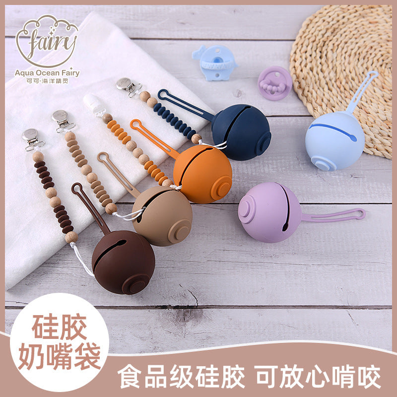 Portable pacifier storage box, food grade silicone pacifier storage bag, wholesale pacifier storage bag with lanyard