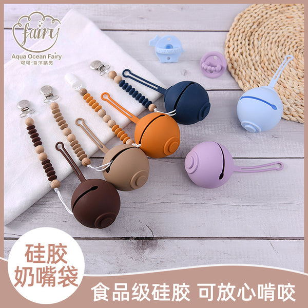 Portable pacifier storage box, food grade silicone pacifier storage bag, wholesale pacifier storage bag with lanyard