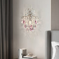 French retro cream white crystal teardrop mini pendant light - cream style for bedroom, bedside, entryway, bay window, and homestay
